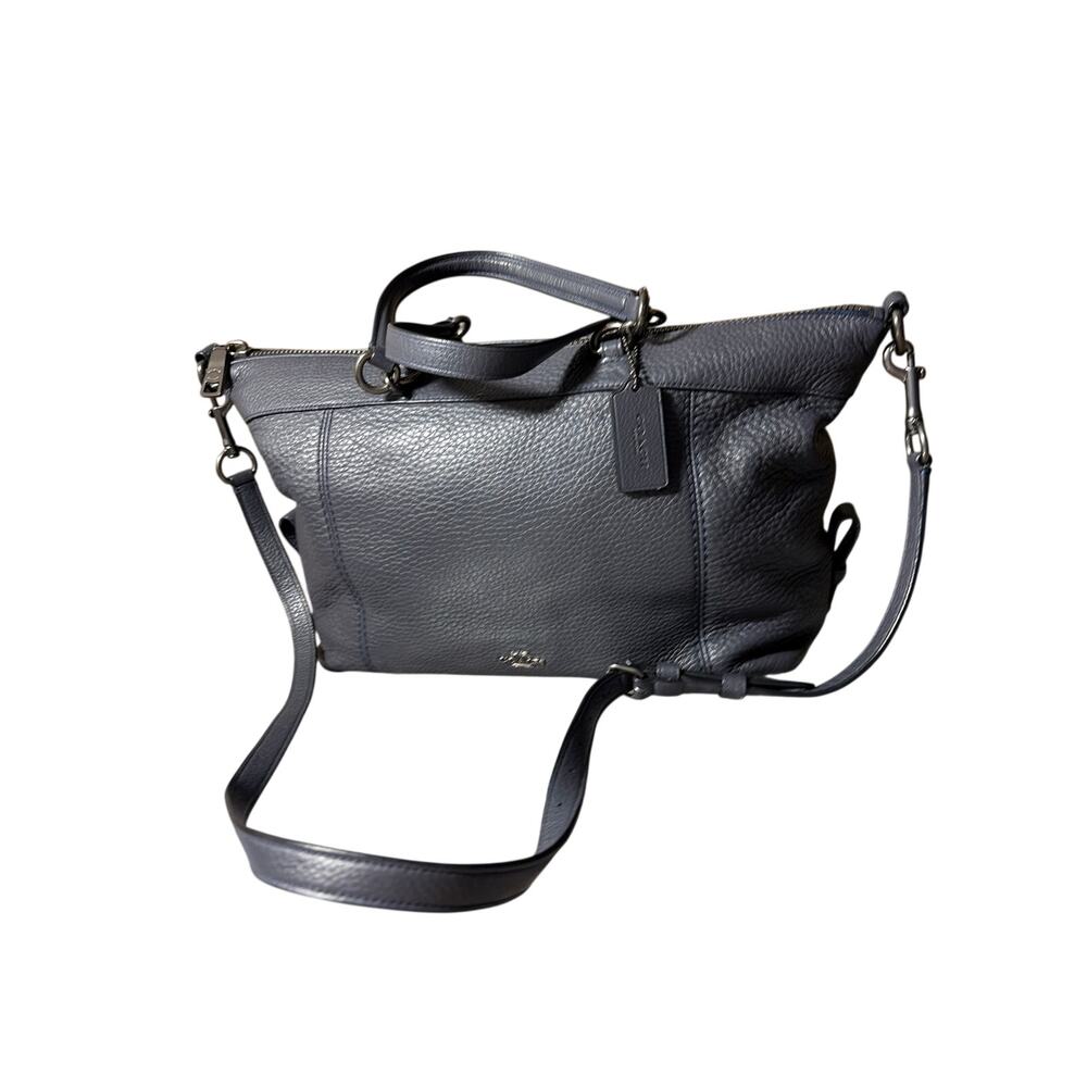 Coach F59325 Pebble Leather Lenox Satchel  Crossbody 2 Way Dark Navy Gray EUC